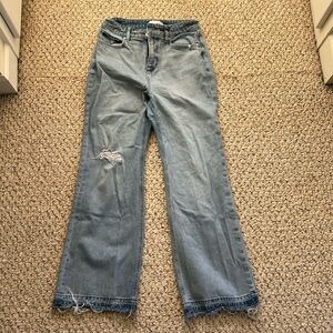 Loft Wide Leg Jeans - Distressed Light Wash